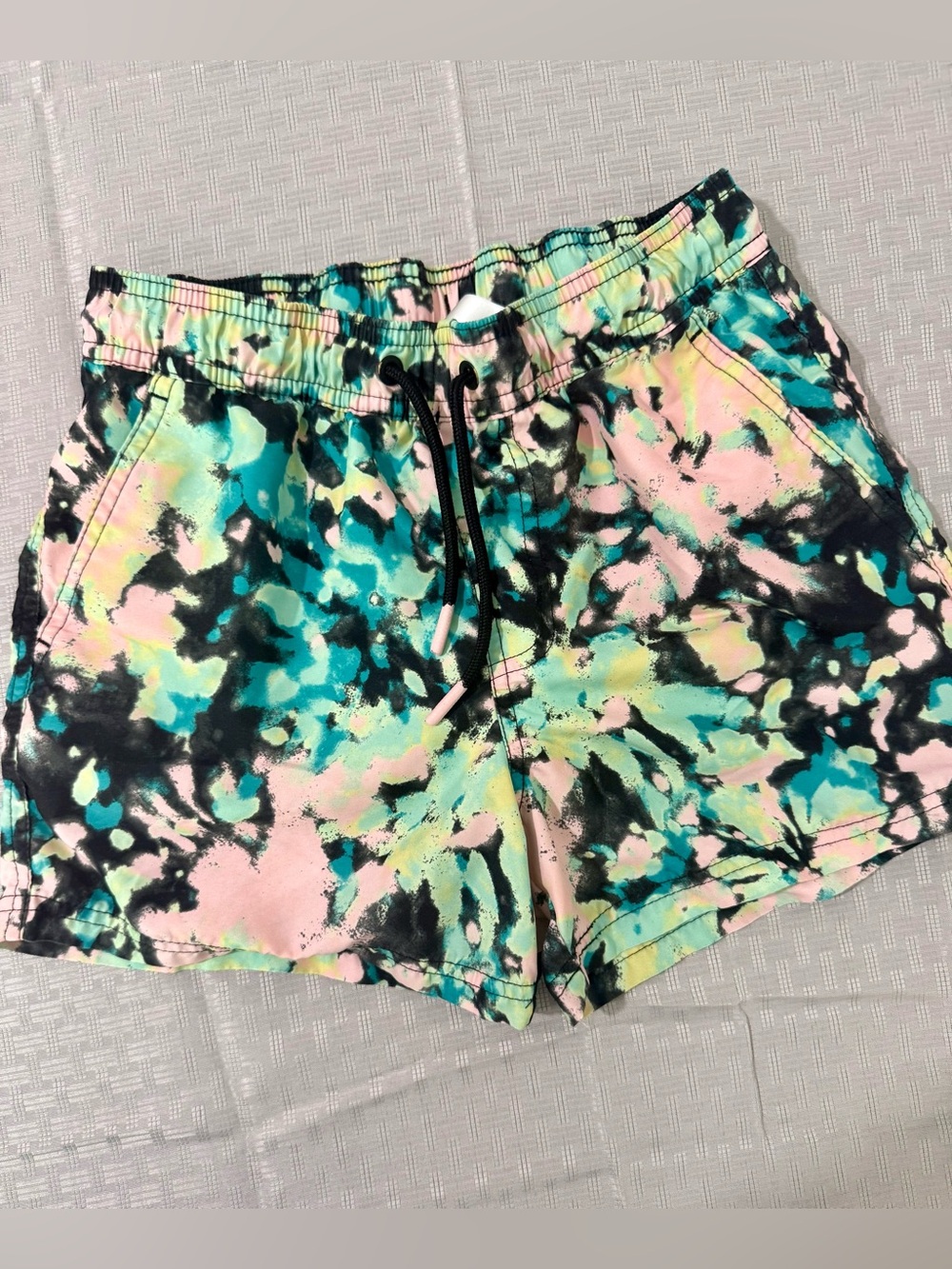 art class Tie-Dye Swim Trunks - Pink, Teal & Black